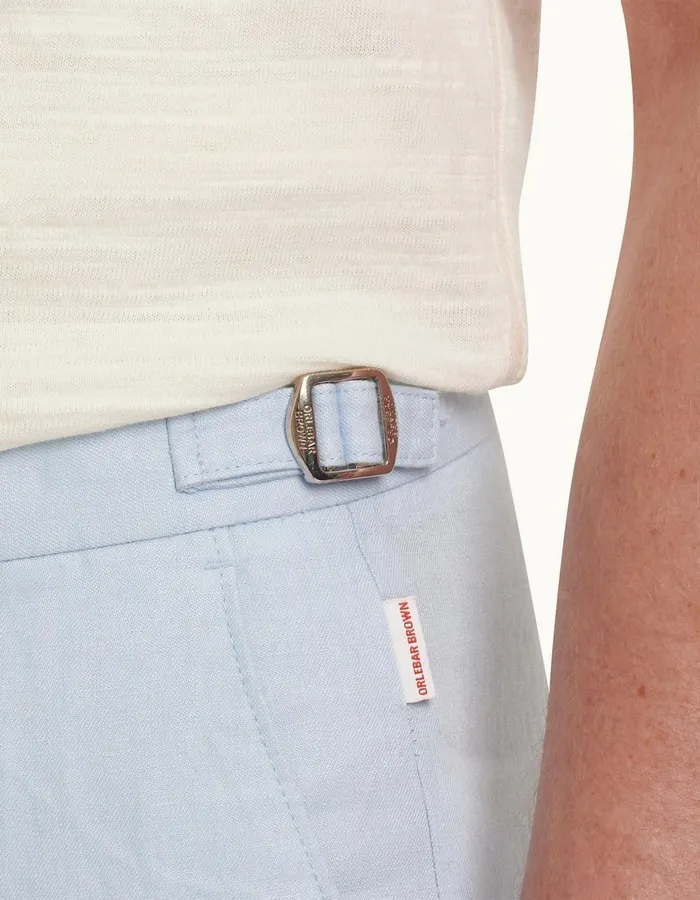 Men Orlebar Brown Day Shorts Norwich Linen Ice Blue