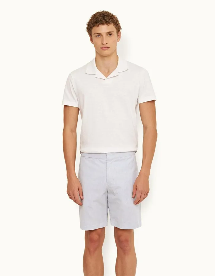 Men Orlebar Brown Day Shorts Norwich Seersucker Midnight Navywhite