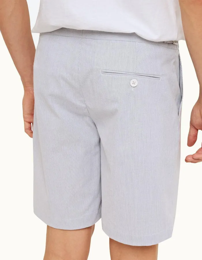Men Orlebar Brown Day Shorts Norwich Seersucker Midnight Navywhite