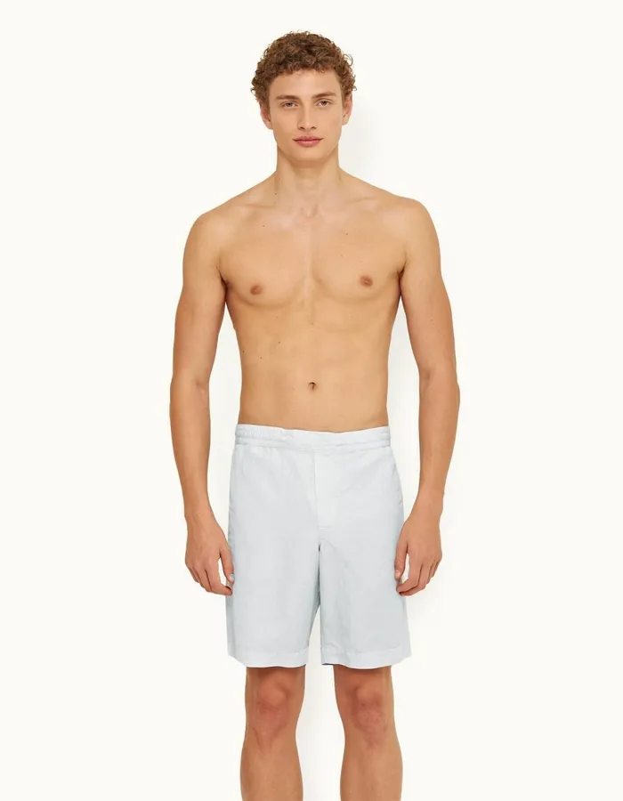 Men Orlebar Brown Day Shorts Sirma Linen Serenity Blue