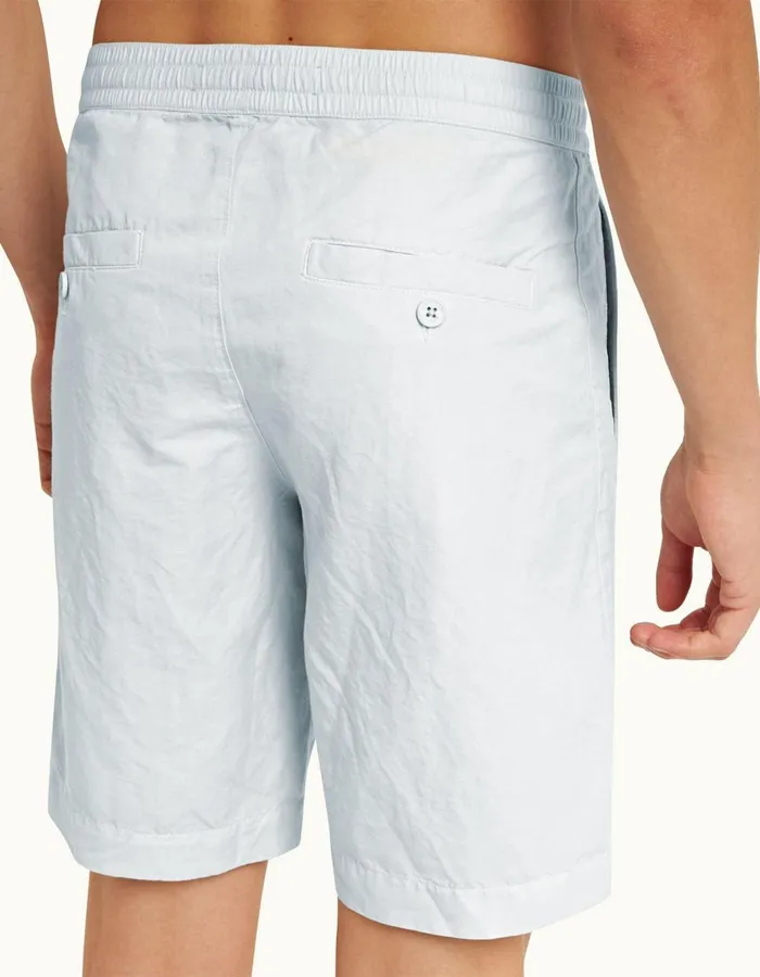 Men Orlebar Brown Day Shorts Sirma Linen Serenity Blue