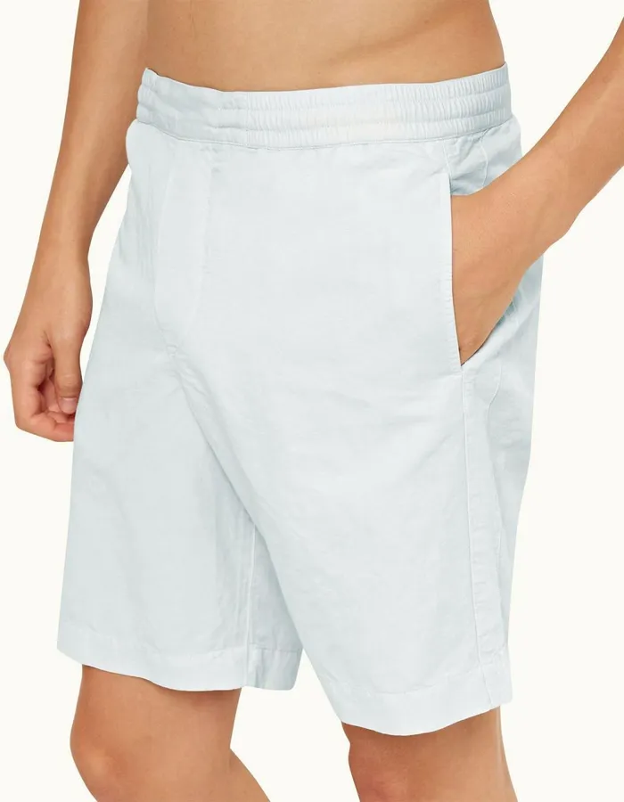 Men Orlebar Brown Day Shorts Sirma Linen Serenity Blue