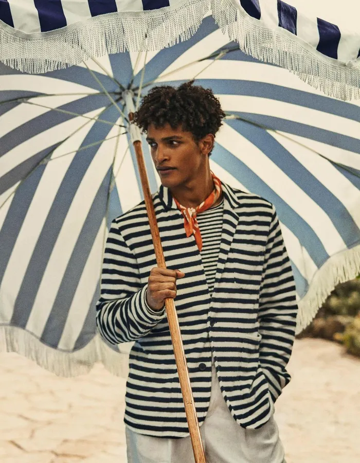 Men Orlebar Brown Jackets and Outerwear Edgar Towelling Inkwhite Sand