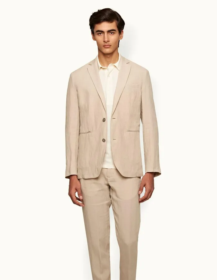 Men Orlebar Brown Jackets and Outerwear Ullock Linen Taupe