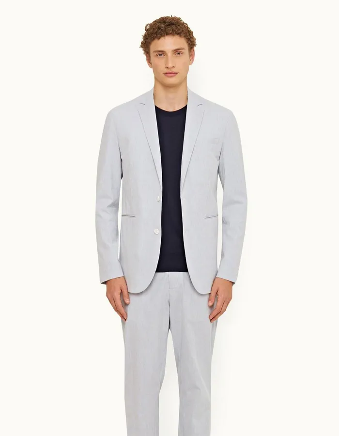 Men Orlebar Brown Jackets and Outerwear Ullock Seersucker Midnight Navywhite