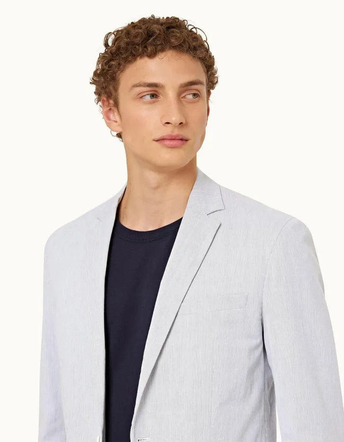 Men Orlebar Brown Jackets and Outerwear Ullock Seersucker Midnight Navywhite