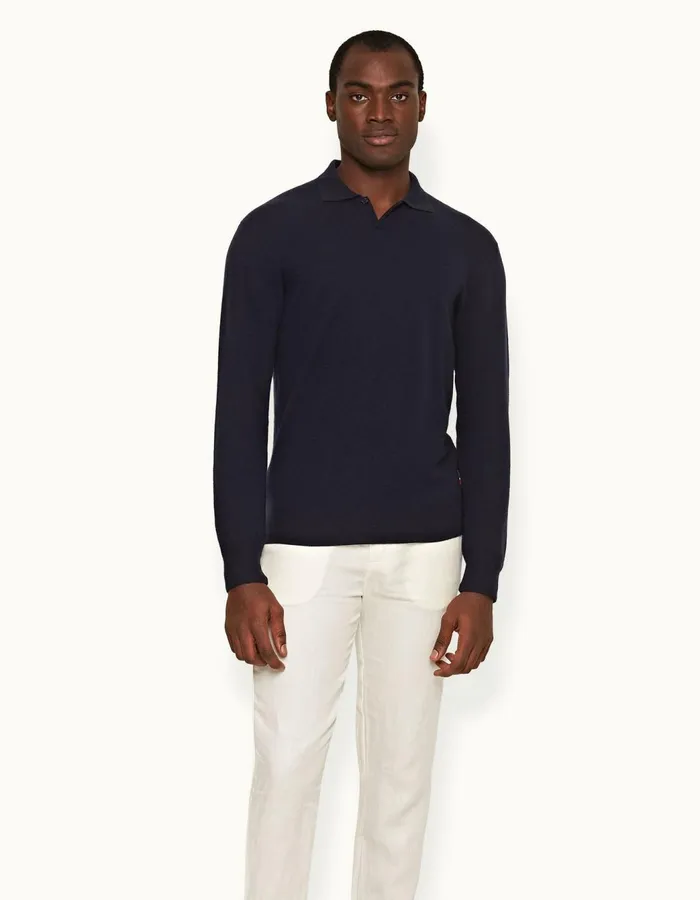Men Orlebar Brown Knitwear Bruno Cashmere Night Iris