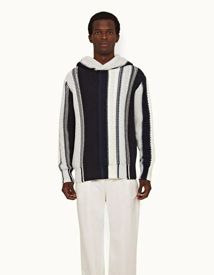 Men Orlebar Brown Knitwear Kirk Stripe Sea Mistnight Iris