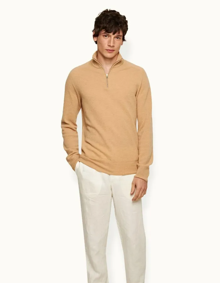 Men Orlebar Brown Knitwear Lennard Cashmere Biscuit