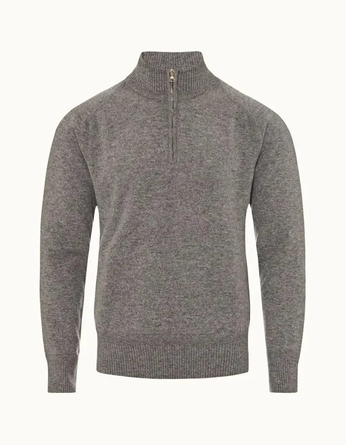 Men Orlebar Brown Knitwear Lennard Cashmere Light Grey Melange