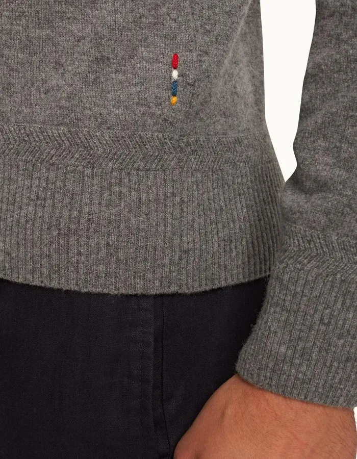 Men Orlebar Brown Knitwear Lennard Cashmere Light Grey Melange