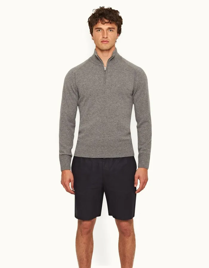 Men Orlebar Brown Knitwear Lennard Cashmere Light Grey Melange
