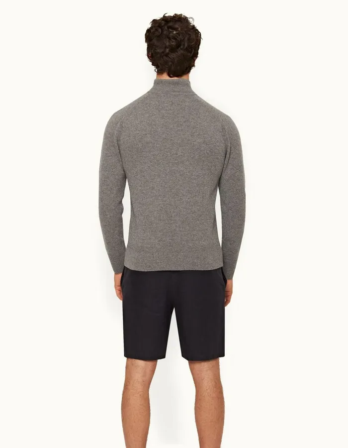 Men Orlebar Brown Knitwear Lennard Cashmere Light Grey Melange
