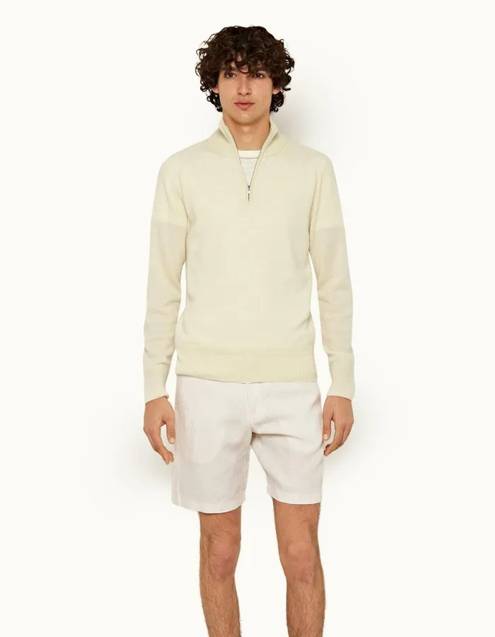 Men Orlebar Brown Knitwear Lennard Cashmere White Sand