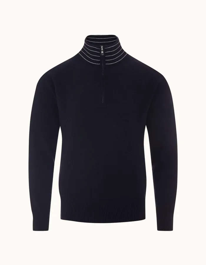Men Orlebar Brown Knitwear Lennard Stripe Night Irissea Mist