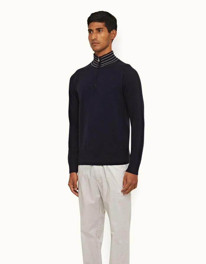 Men Orlebar Brown Knitwear Lennard Stripe Night Irissea Mist