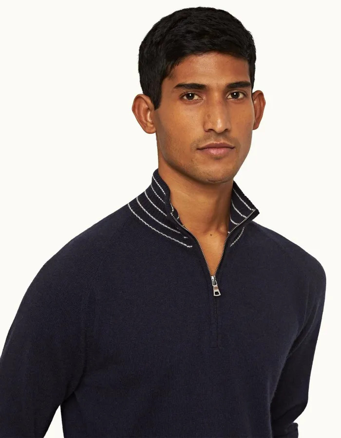 Men Orlebar Brown Knitwear Lennard Stripe Night Irissea Mist