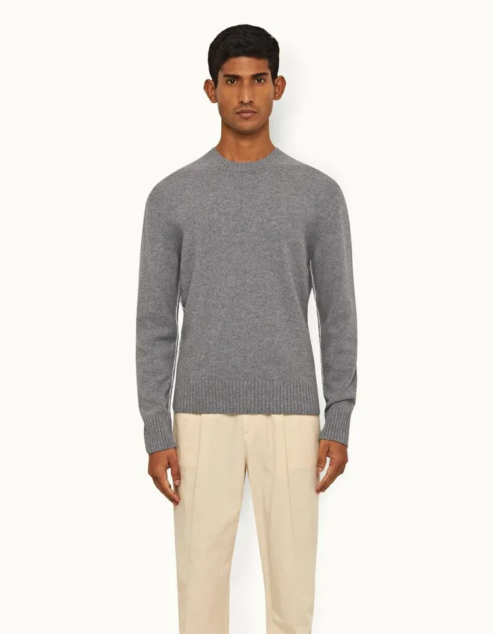 Men Orlebar Brown Knitwear Lorca Tipping Grey Melangesea Mist