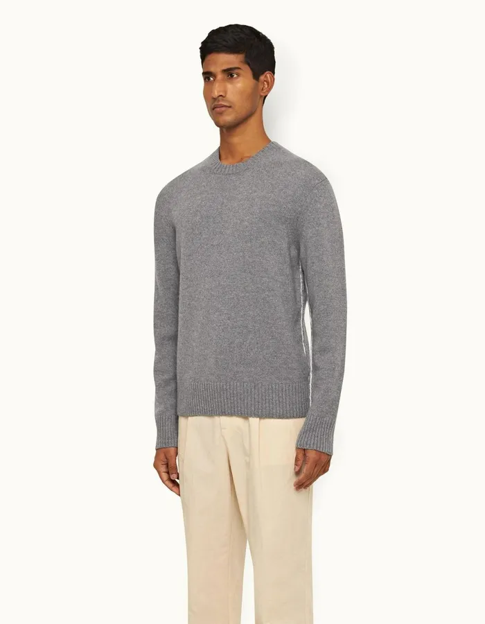 Men Orlebar Brown Knitwear Lorca Tipping Grey Melangesea Mist