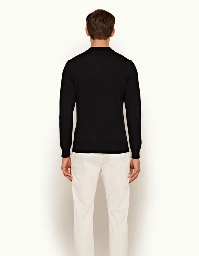 Men Orlebar Brown Knitwear Moonraker Knitted Half Zip Black