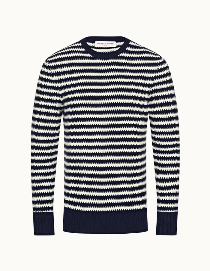 Men Orlebar Brown Knitwear Ned Stripe Navywhite Sand