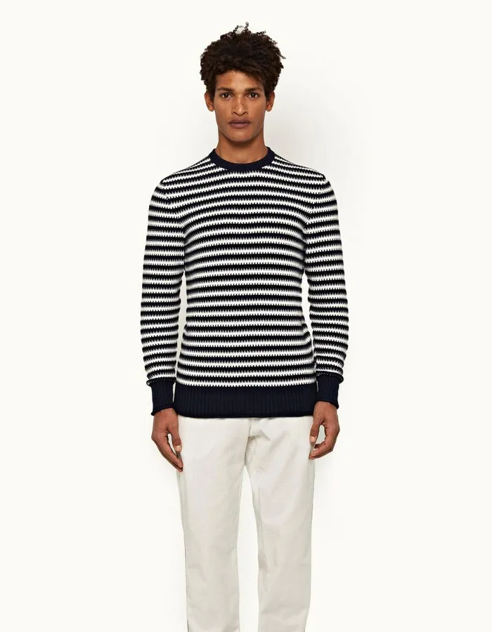 Men Orlebar Brown Knitwear Ned Stripe Navywhite Sand
