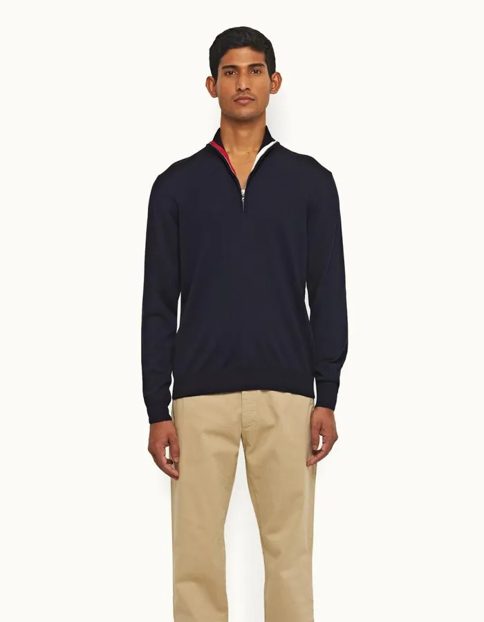 Men Orlebar Brown Knitwear Neilson Merino Navy