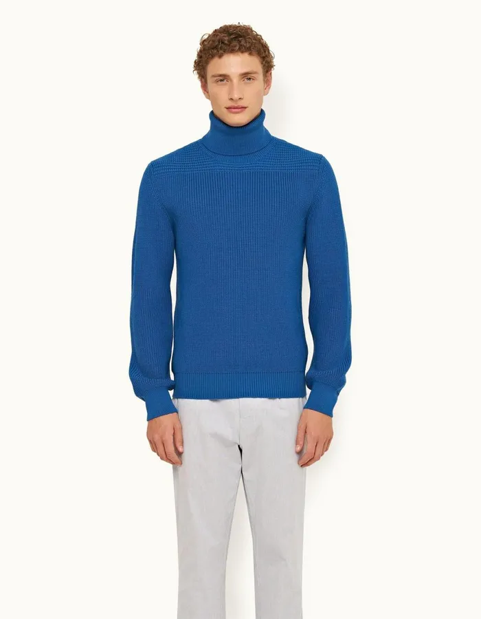 Men Orlebar Brown Knitwear Zoller Merino Signal Blue
