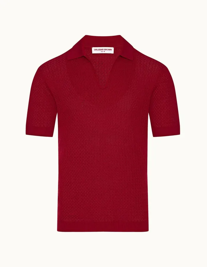 Men Orlebar Brown Polo Shirts Bruno Vermillion