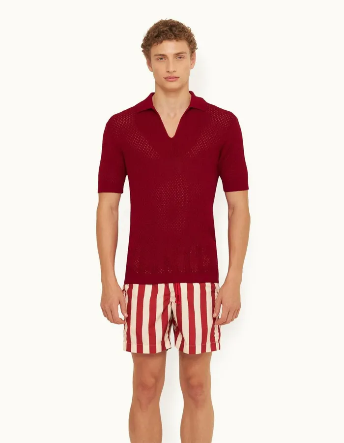 Men Orlebar Brown Polo Shirts Bruno Vermillion