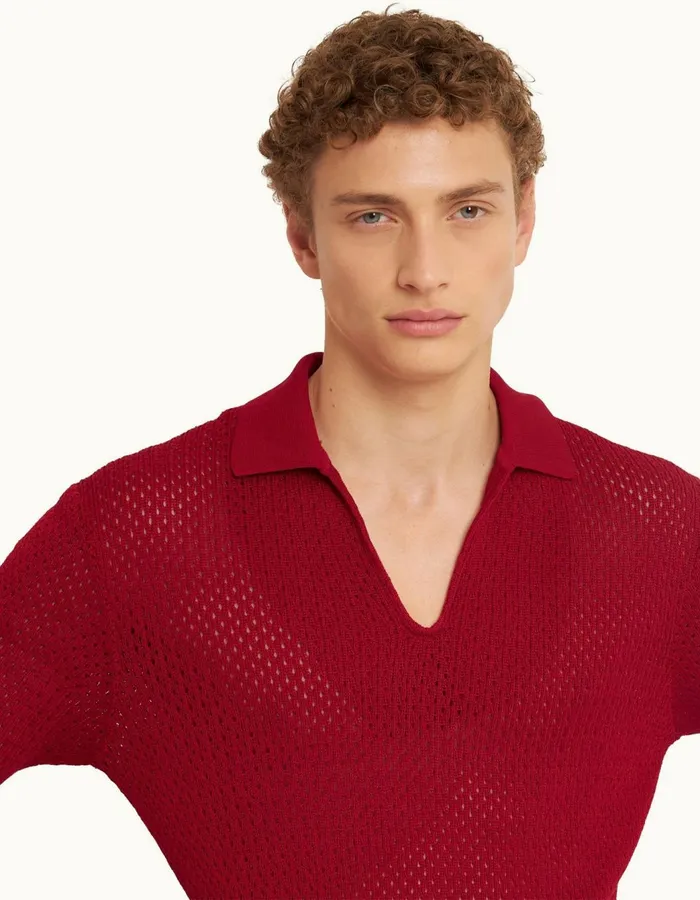 Men Orlebar Brown Polo Shirts Bruno Vermillion