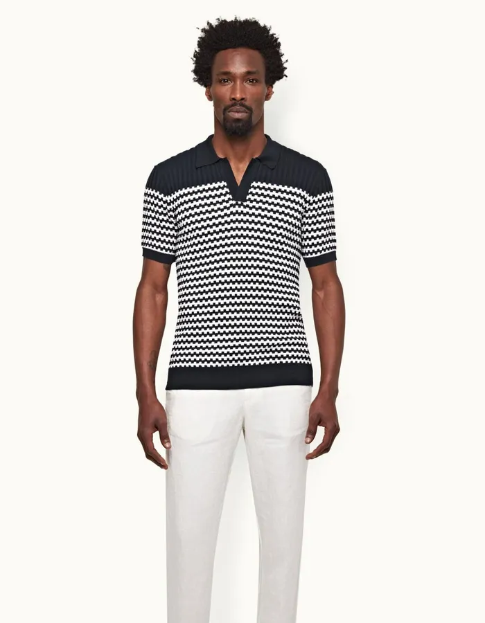 Men Orlebar Brown Polo Shirts Canet Night Iris