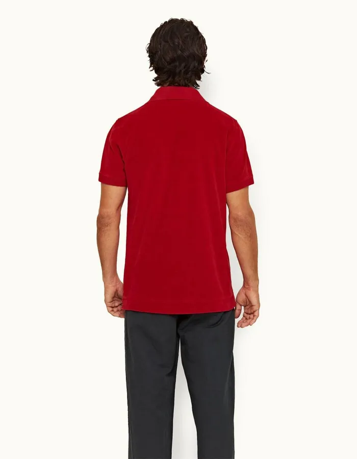Men Orlebar Brown Polo Shirts Clive Towelling Vermillion