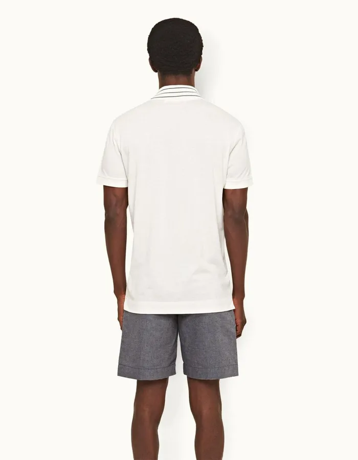 Men Orlebar Brown Polo Shirts Dominic Stripe Sea Mist