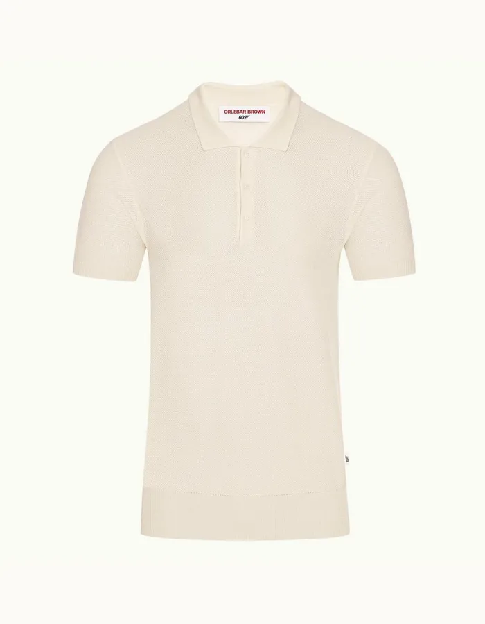 Men Orlebar Brown Polo Shirts Dr No Knitted Polo Ivory