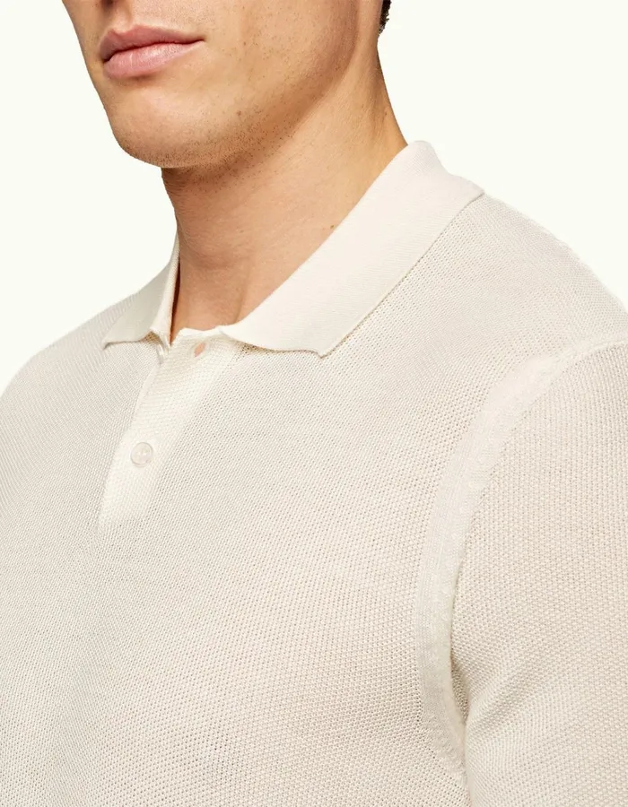Men Orlebar Brown Polo Shirts Dr No Knitted Polo Ivory