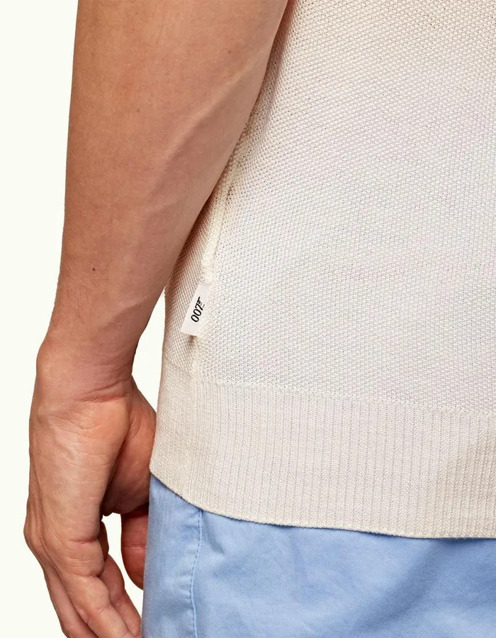 Men Orlebar Brown Polo Shirts Dr No Knitted Polo Ivory
