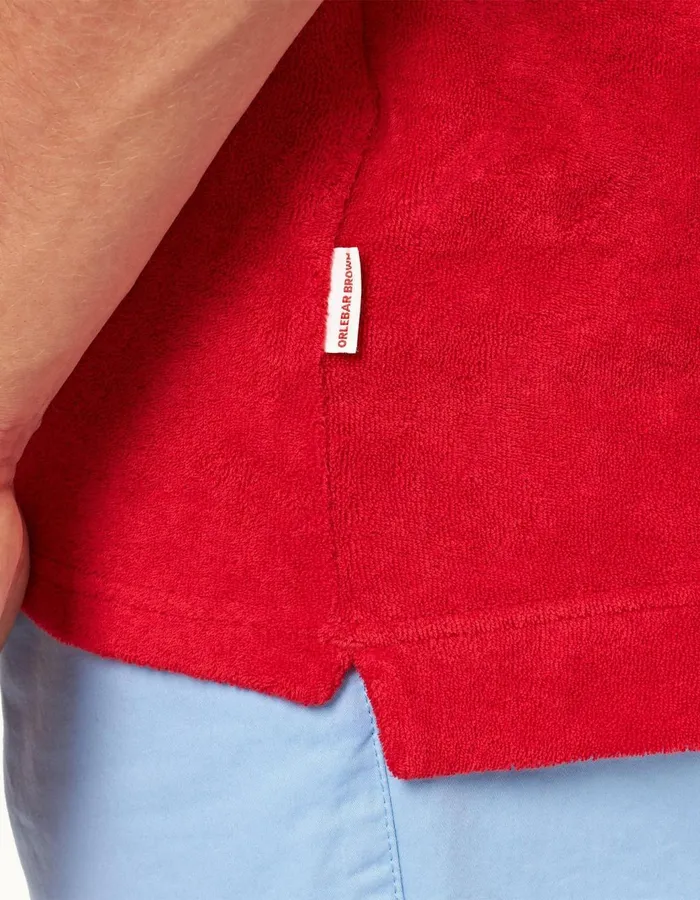 Men Orlebar Brown Polo Shirts Dr No Towelling Polo Red
