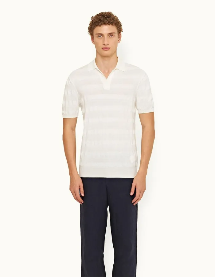 Men Orlebar Brown Polo Shirts Ebro Towelling Matchsticksea Mist