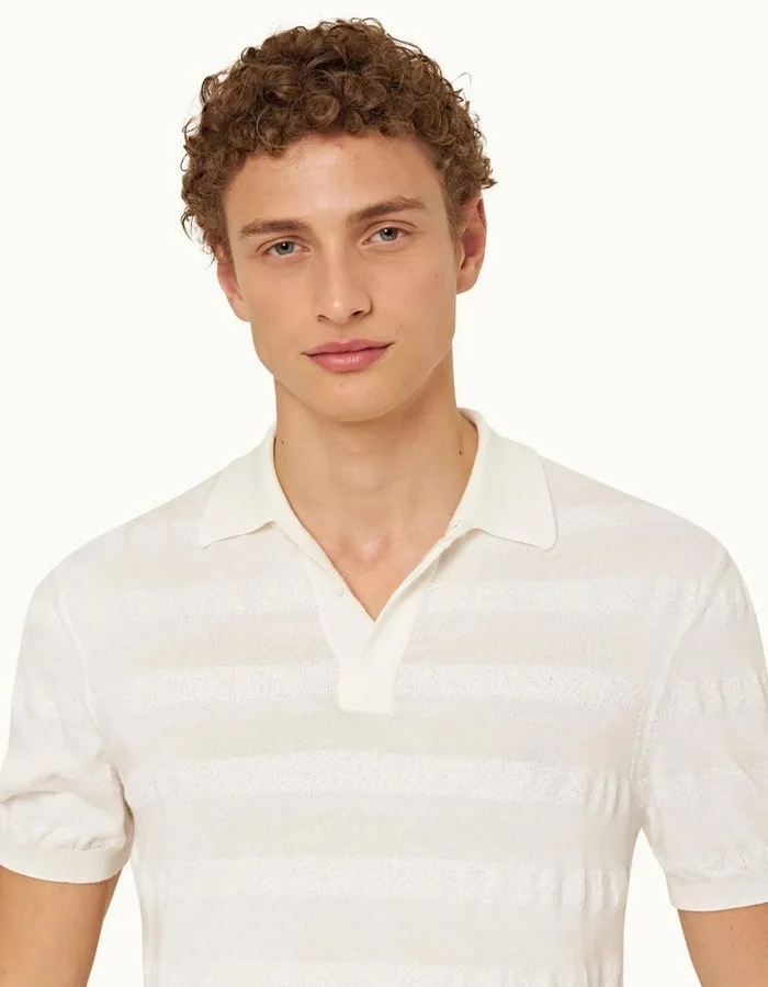Men Orlebar Brown Polo Shirts Ebro Towelling Matchsticksea Mist