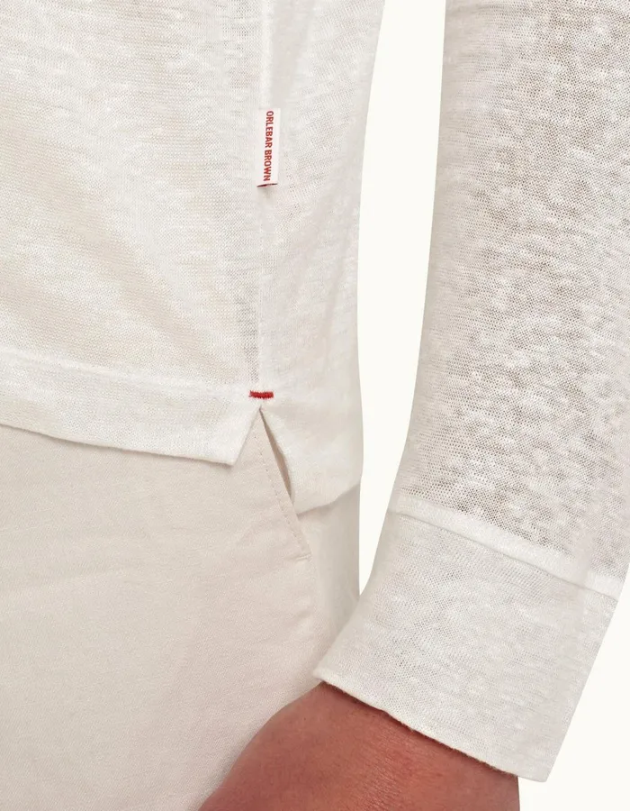 Men Orlebar Brown Polo Shirts Felix Linen White Sand