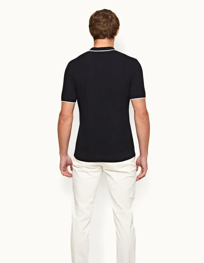 Men Orlebar Brown Polo Shirts Horton Merino Navy