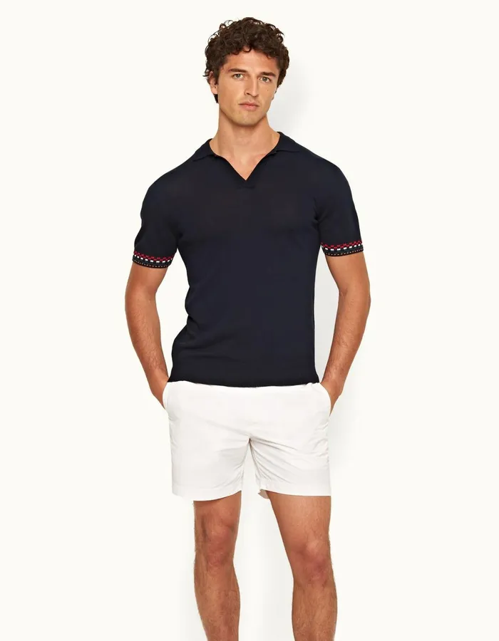 Men Orlebar Brown Polo Shirts Horton Tipping Night Iris