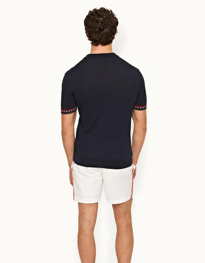 Men Orlebar Brown Polo Shirts Horton Tipping Night Iris