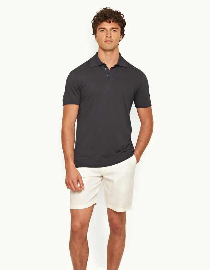 Men Orlebar Brown Polo Shirts Jarrett Piranha Grey