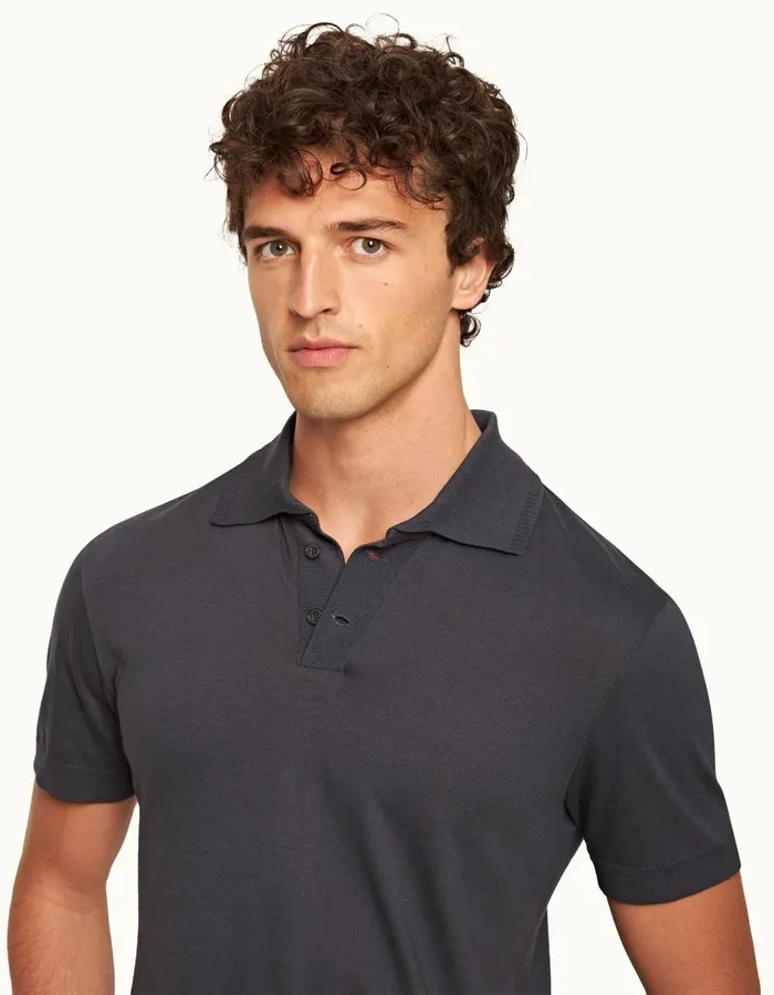 Men Orlebar Brown Polo Shirts Jarrett Piranha Grey