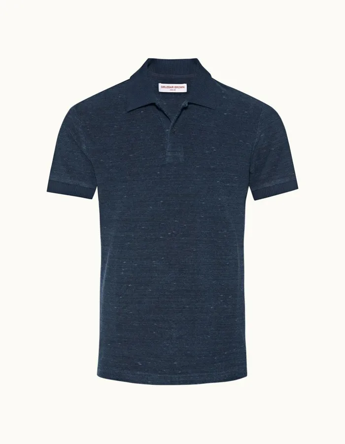 Men Orlebar Brown Polo Shirts Jarrett Towelling Indigo