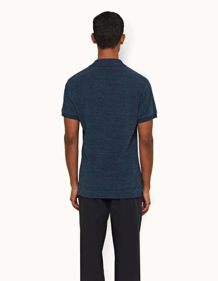 Men Orlebar Brown Polo Shirts Jarrett Towelling Indigo