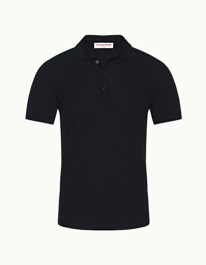 Men Orlebar Brown Polo Shirts Lingmell Silk Night Iris