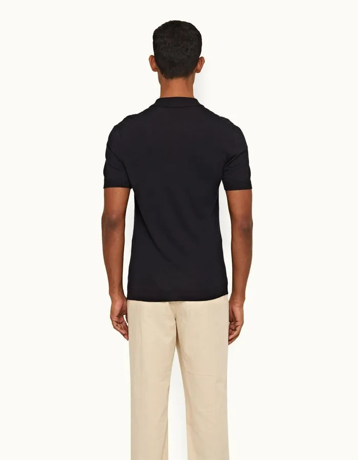 Men Orlebar Brown Polo Shirts Lingmell Silk Night Iris